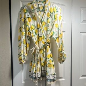 H&M Lightweight Lemon Print Dress or Pool/Beach Coverup with Tie Waist